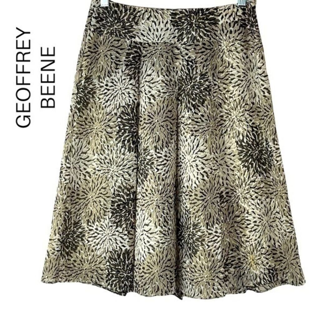 Geoffrey Beene Brown Tan Pleated Skirt Size 2 Coastal Grandma